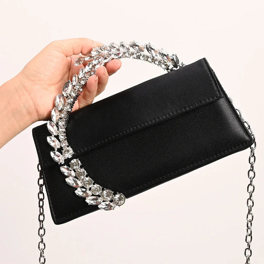 Luxury Diamond Evening Bag Clutch Satin Women Designer Handbags Crystal Silk Shoulder Crossbody Bags for Women Wedding Box Bag by Reinvent Yourself