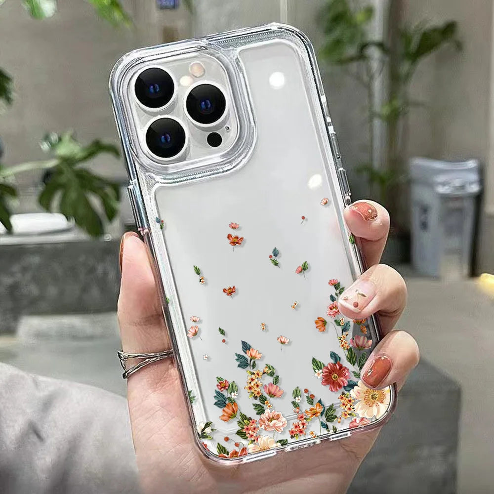 Flower Phone Case For iPhone 16 13 15 11 12 14 17 Pro Max Air 16E XS XR 7 8 SE Shockproof Transparent Cover Silicone Soft Fundas by Reinvent Yourself