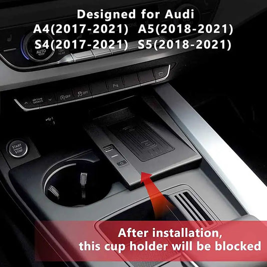 For Audi A4 S4 B9 A5 S5 2018 2019 2020 2021 2022 2023 Qi Car Wireless Charger Phone Charging holder Pad Mat Interior Accessories by Reinvent Yourself