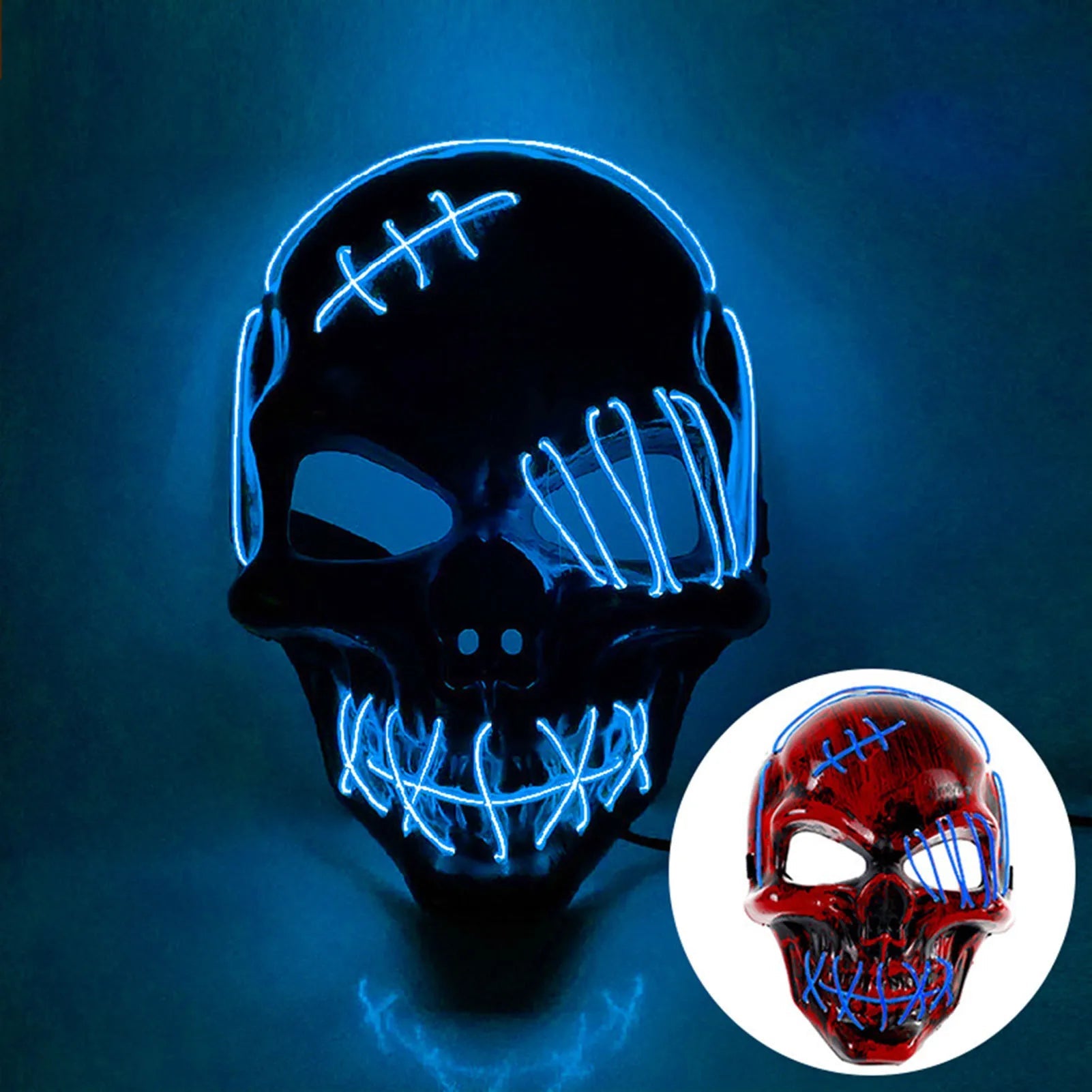Halloween Skull Mask LED Light Face Mask Luminous In The Dark Cosplay Costume Supplies For Costume & Cosplay Party Masquerade by Reinvent Yourself