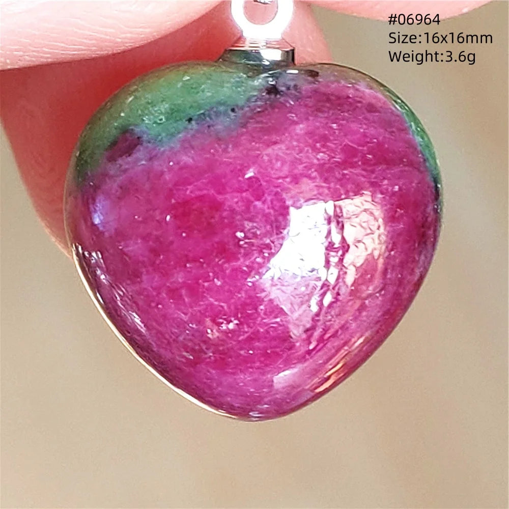 Natural Red Ruby Pendant Jewelry Love Heart Watermelon Ruby Zoisite Necklace Women Men 925 Sterling Silver AAAAA by Reinvent Yourself