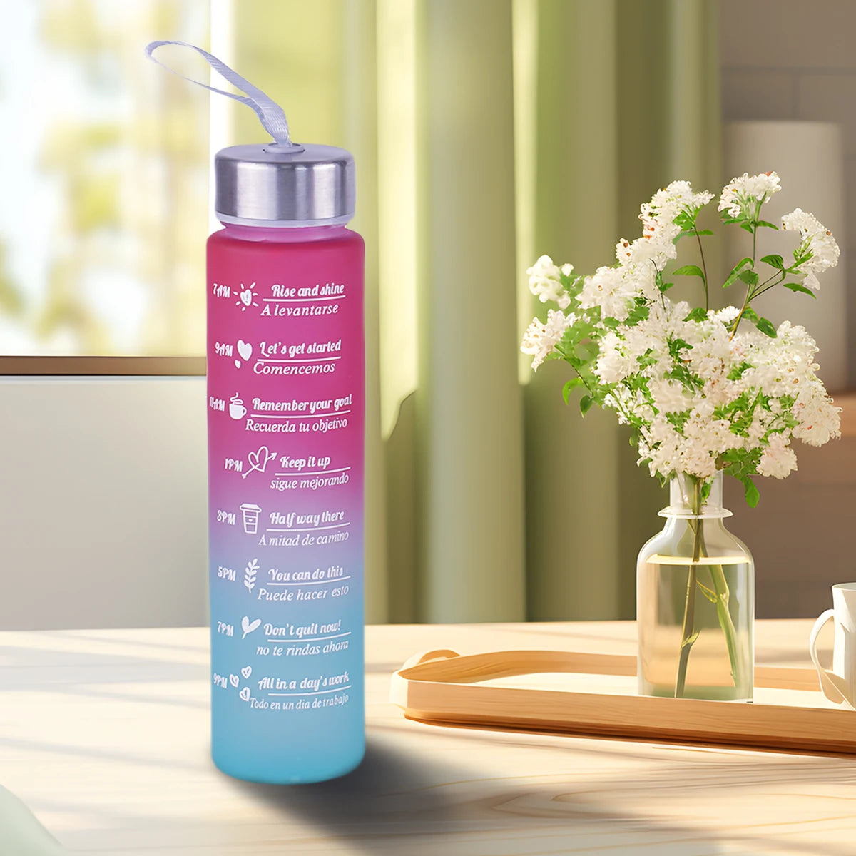 300ml Water Bottle BPA Free leak proof High Quality Drink Bottles With Time Marker Fitness Sports Reusable Outdoors by Reinvent Yourself
