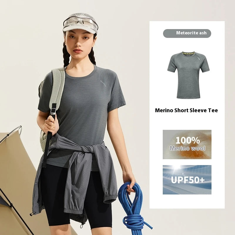 Naturehike Sports T-Shirt 100% Merino Wool Short Sleeve Running Training Outdoor Men Women Breathable Quick-Drying Sweatshirt by Reinvent Yourself
