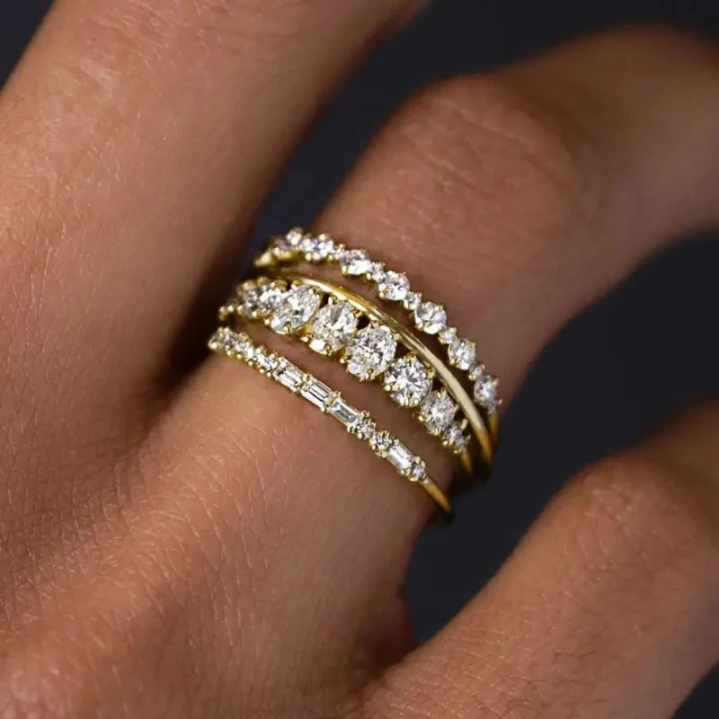 Huitan Hot Trendy Women Set Rings for Wedding 4Pcs Rings Female Fashion Accessories Luxury Cubic Zirconia Statement Jewelry Sets by Reinvent Yourself