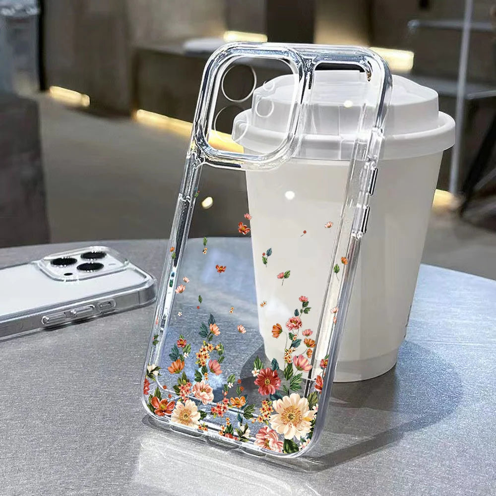 Flower Phone Case For iPhone 16 13 15 11 12 14 17 Pro Max Air 16E XS XR 7 8 SE Shockproof Transparent Cover Silicone Soft Fundas by Reinvent Yourself