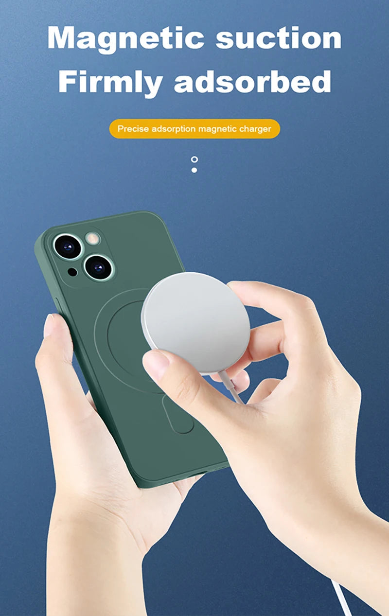 For Magsafe Magnetic Wireless Charge Case For iPhone 14 13 12 11 15 Pro Max Mini XR X S 7 8 Plus Soft Liquid Silicone Back Cover by Reinvent Yourself