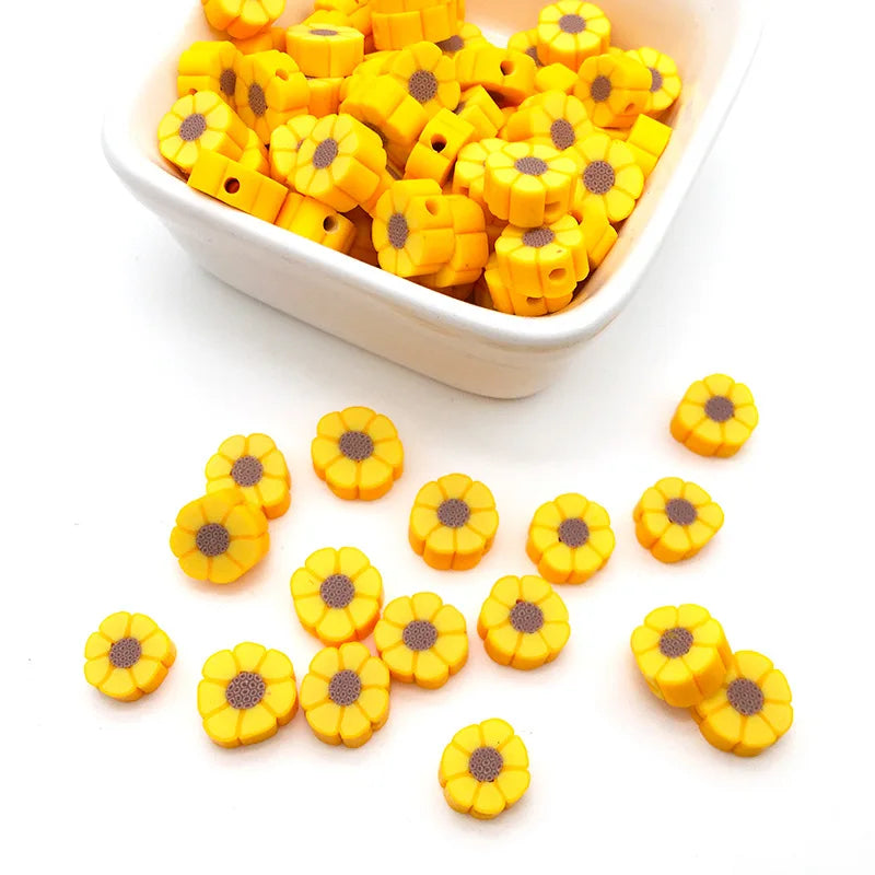 100/1000Pcs Flower Polymer Clay Beads Pattern Round Polymer Clay Beads for Jewelry Making Findings, Bracelet Accessories by Reinvent Yourself