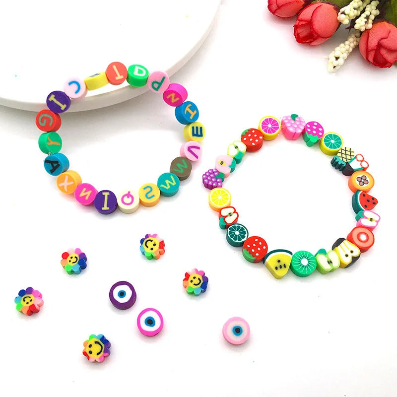100/1000Pcs Flower Polymer Clay Beads Pattern Round Polymer Clay Beads for Jewelry Making Findings, Bracelet Accessories by Reinvent Yourself