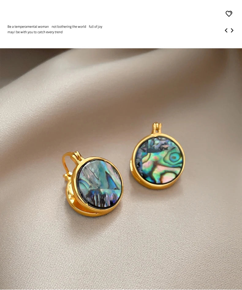 Luxury Abalone Shell Round Earrings for 2025 Women's Unusual Ear buckle Party Trendy Jewelry Young Girl’s Gold Color Accessories by Reinvent Yourself