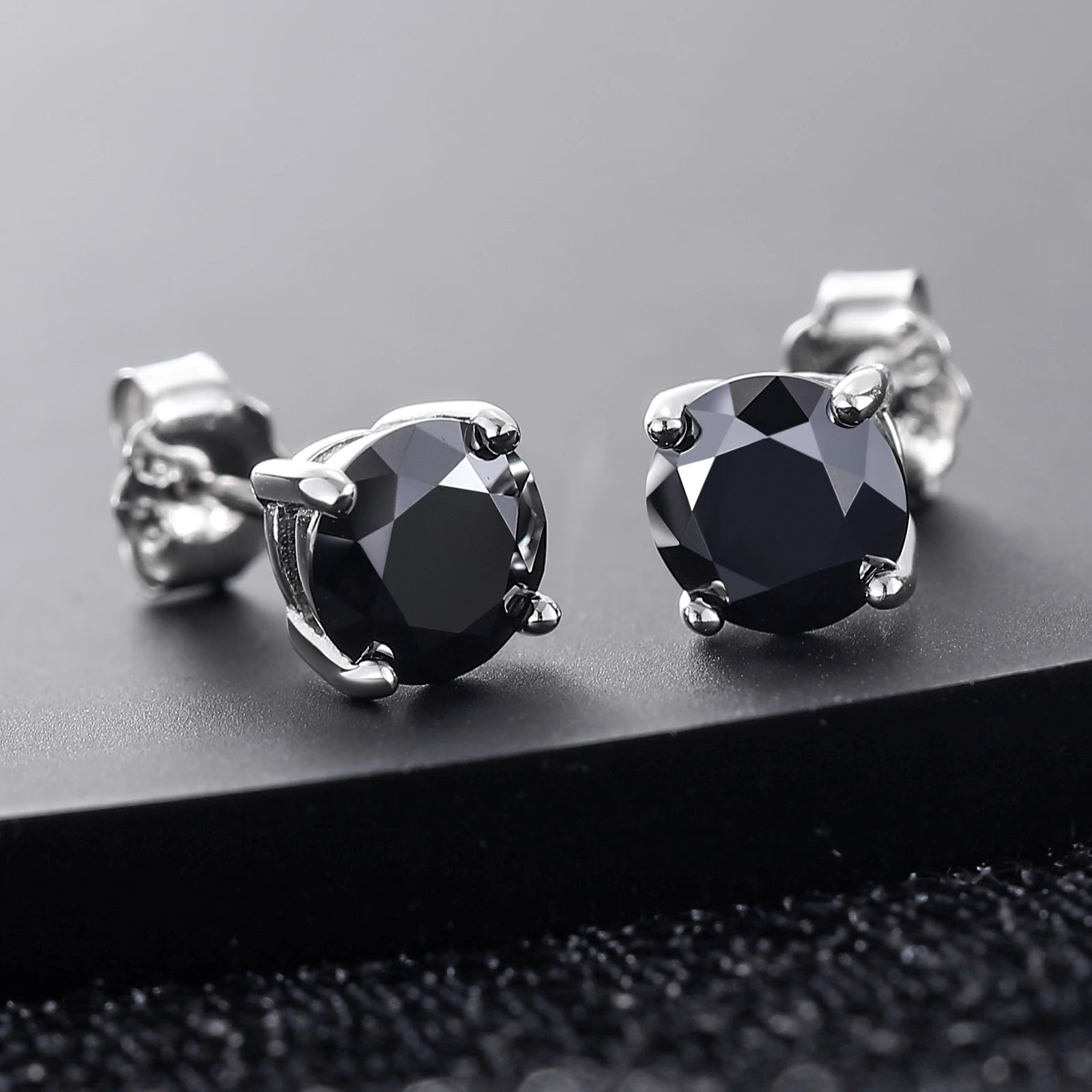 Real 0.5-2 Carat Black Moissanite Stud Earrings For Men Women Solid 925 Sterling Silver Solitaire Diamond Round Earrings Jewelry by Reinvent Yourself