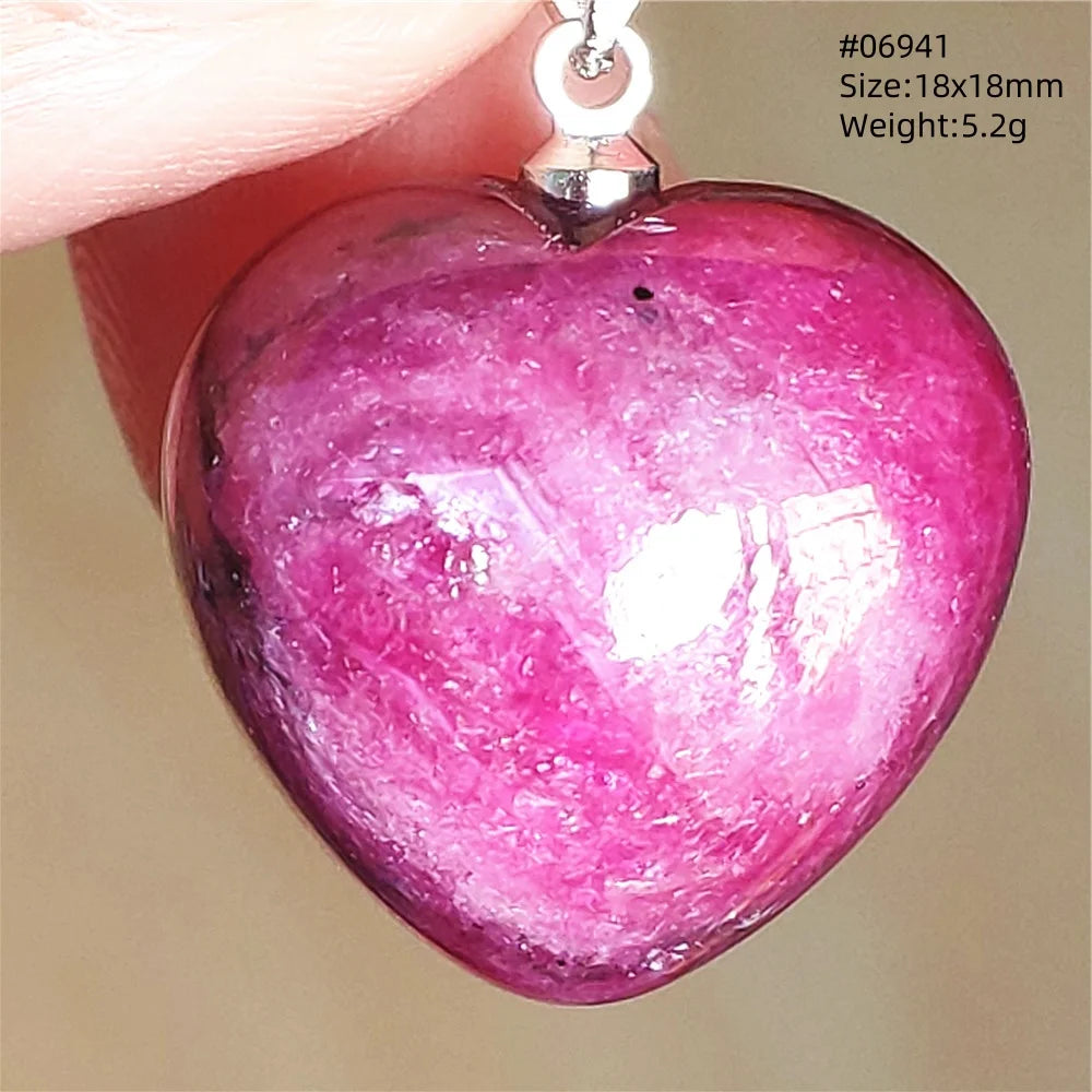 Natural Red Ruby Pendant Jewelry Love Heart Watermelon Ruby Zoisite Necklace Women Men 925 Sterling Silver AAAAA by Reinvent Yourself
