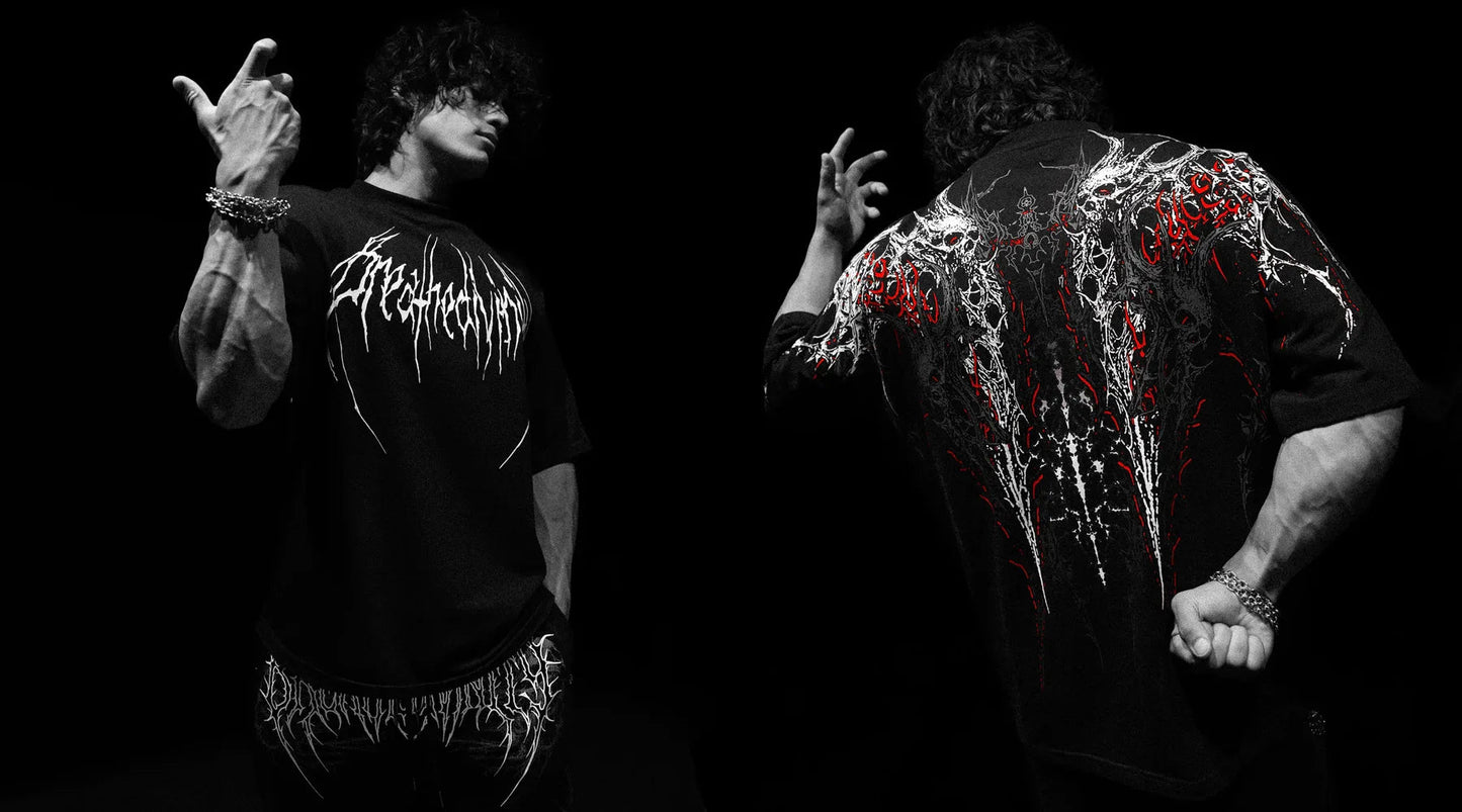 New High-Quality Cotton Men'S Short Sleeves American Style Trendy Brand Dark Style Sports Casual Men'S Oversized Shirt T-Shirt by Reinvent Yourself