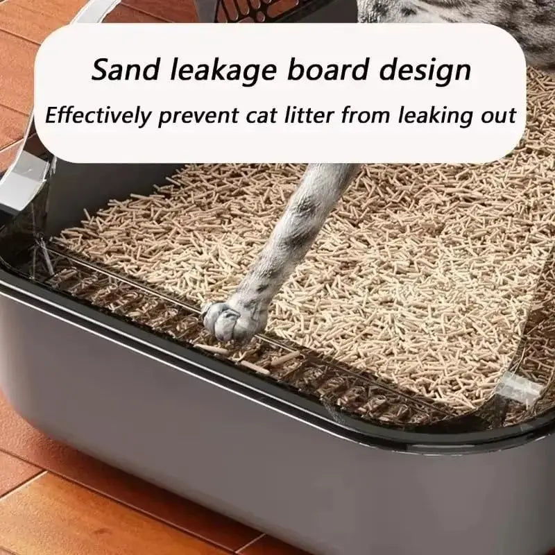 Semi-Enclosed Cat Litter Box Splashproof Kitten Toilet Tray Pet Cleaning Basin with High Sides for Indoor Use by Reinvent Yourself