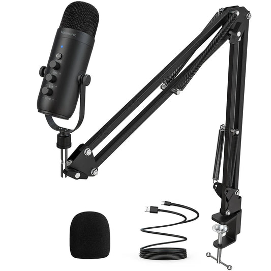 Haomuren Professional USB Streaming Podcast PC Microphone Studio Cardioid Condenser Mic Kit with Boom Arm For Recording YouTube by Reinvent Yourself