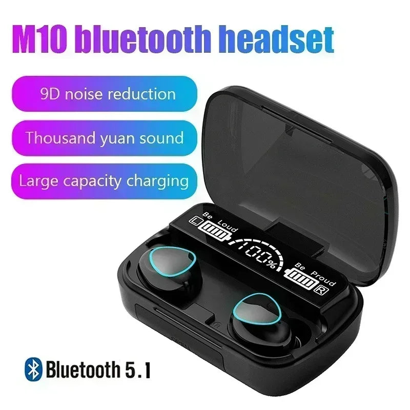 Bluetooth headset M10 hands-free LED Dispay headset Bluetooth HiFi stereo music wireless earplug waterproof game headset by Reinvent Yourself