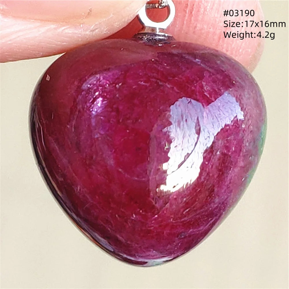 Natural Red Ruby Pendant Jewelry Love Heart Watermelon Ruby Zoisite Necklace Women Men 925 Sterling Silver AAAAA by Reinvent Yourself