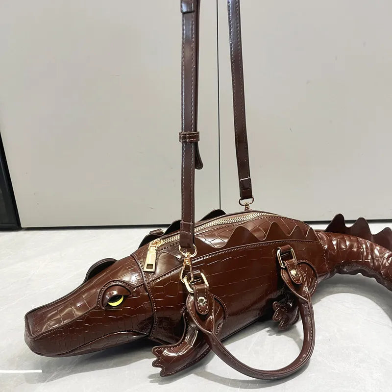 2025 Luxury Designer Unique and Creative 3D Crocodile-shaped Women's Handbags Lady Funny Handmade Tote Bag Trendy Crossbody Bag by Reinvent Yourself