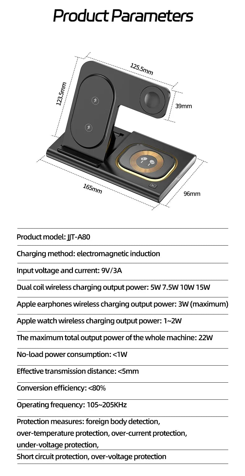 3 in 1 LED Foldable Wireless Charger Stand For Samsung S24 S23 S22 Watch 6 5 4 Active 1 2 Galaxy Buds Pro Fast Charging Station by Reinvent Yourself