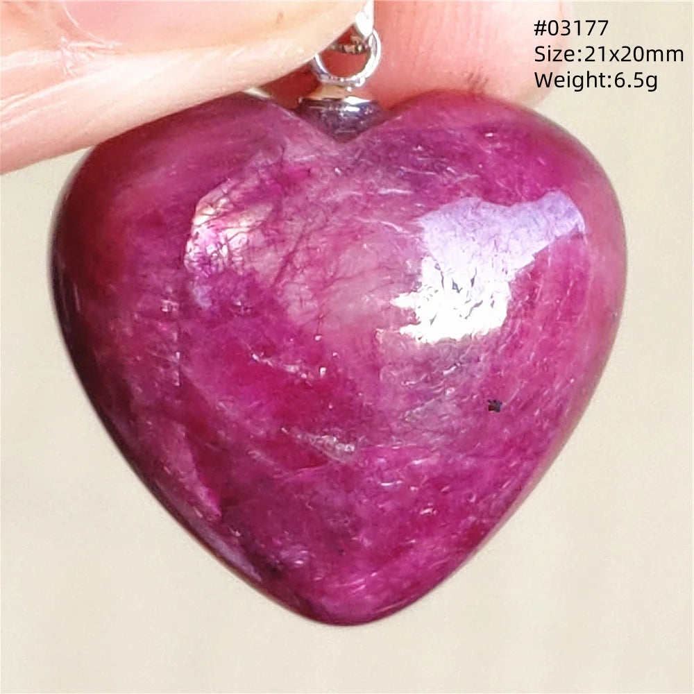 Natural Red Ruby Pendant Jewelry Love Heart Watermelon Ruby Zoisite Necklace Women Men 925 Sterling Silver AAAAA by Reinvent Yourself