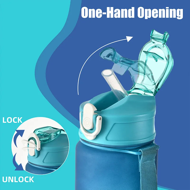 800ml/28oz Large Capacity Sports Water Bottle Leak Proof Colorful Plastic Cup Drinking Outdoor Travel Portable Gym Fitness Jugs by Reinvent Yourself