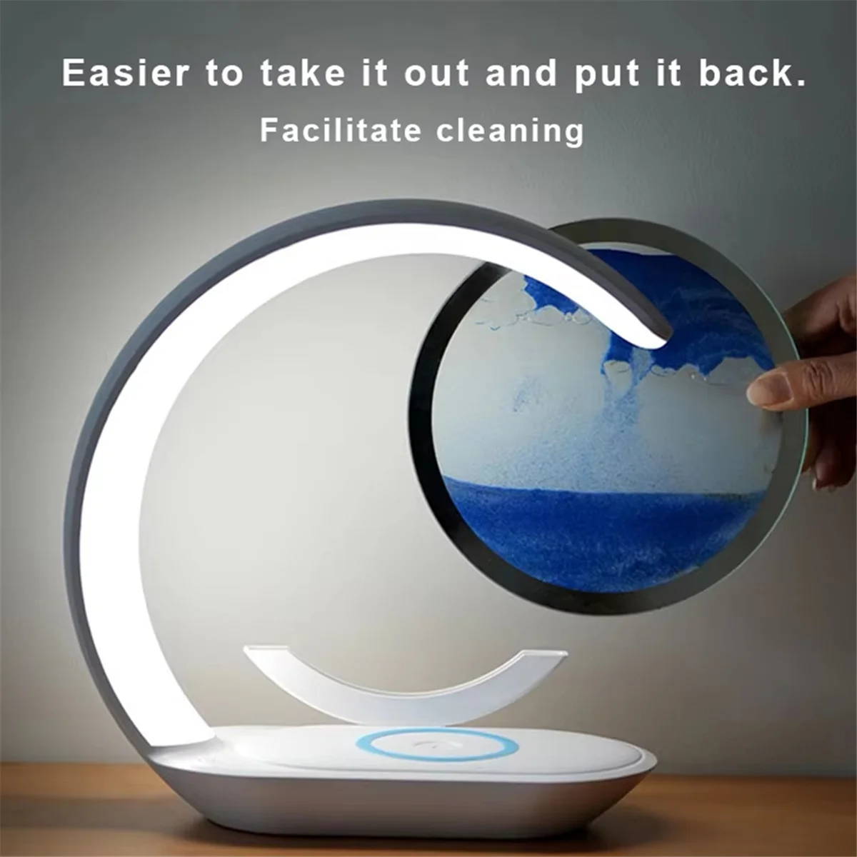 Retail! 15W Wireless Charger with Quicksand Painting Night Lamp Table Top Decoration Fast Charging Station Orange Reinvent Yourself