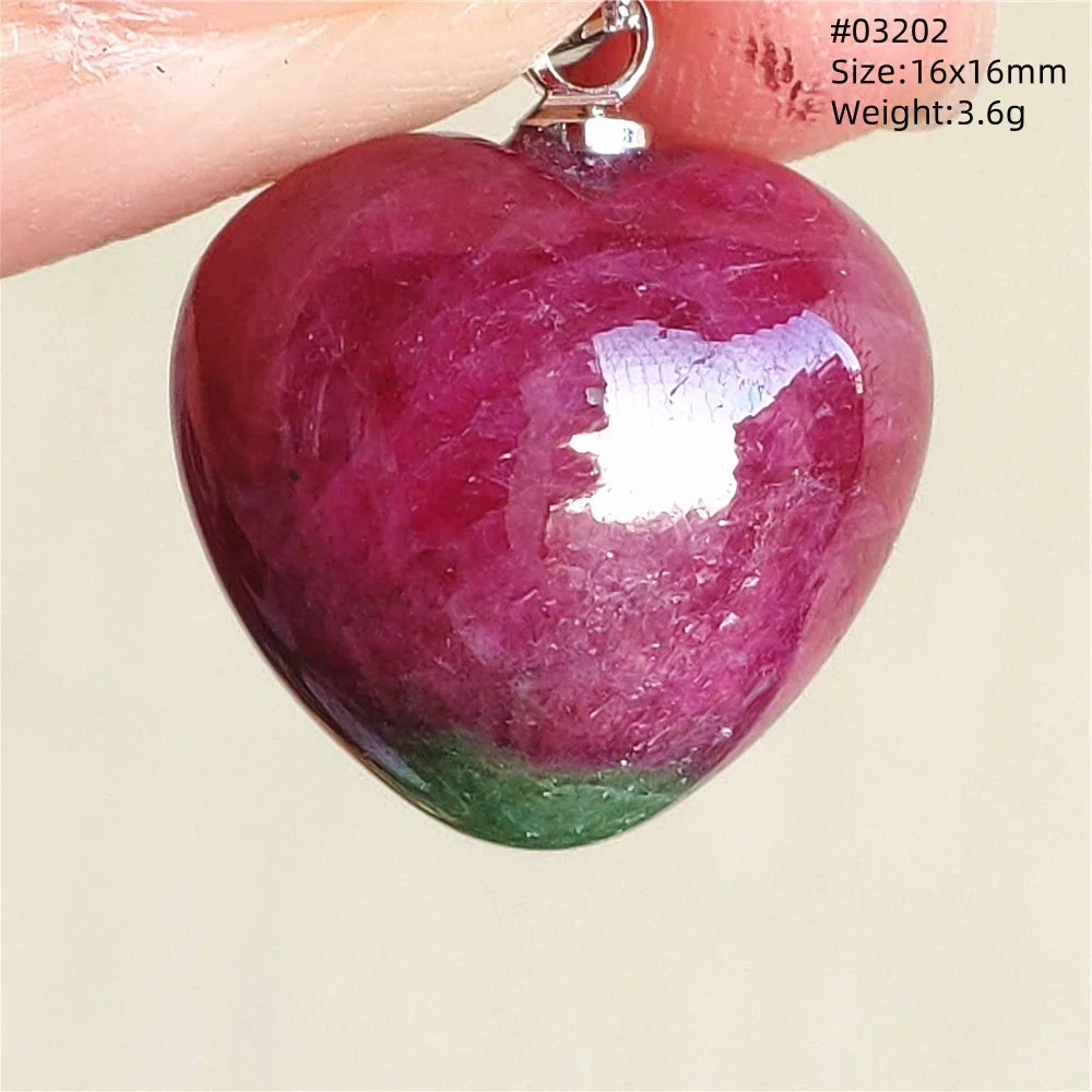 Natural Red Ruby Pendant Jewelry Love Heart Watermelon Ruby Zoisite Necklace Women Men 925 Sterling Silver AAAAA by Reinvent Yourself
