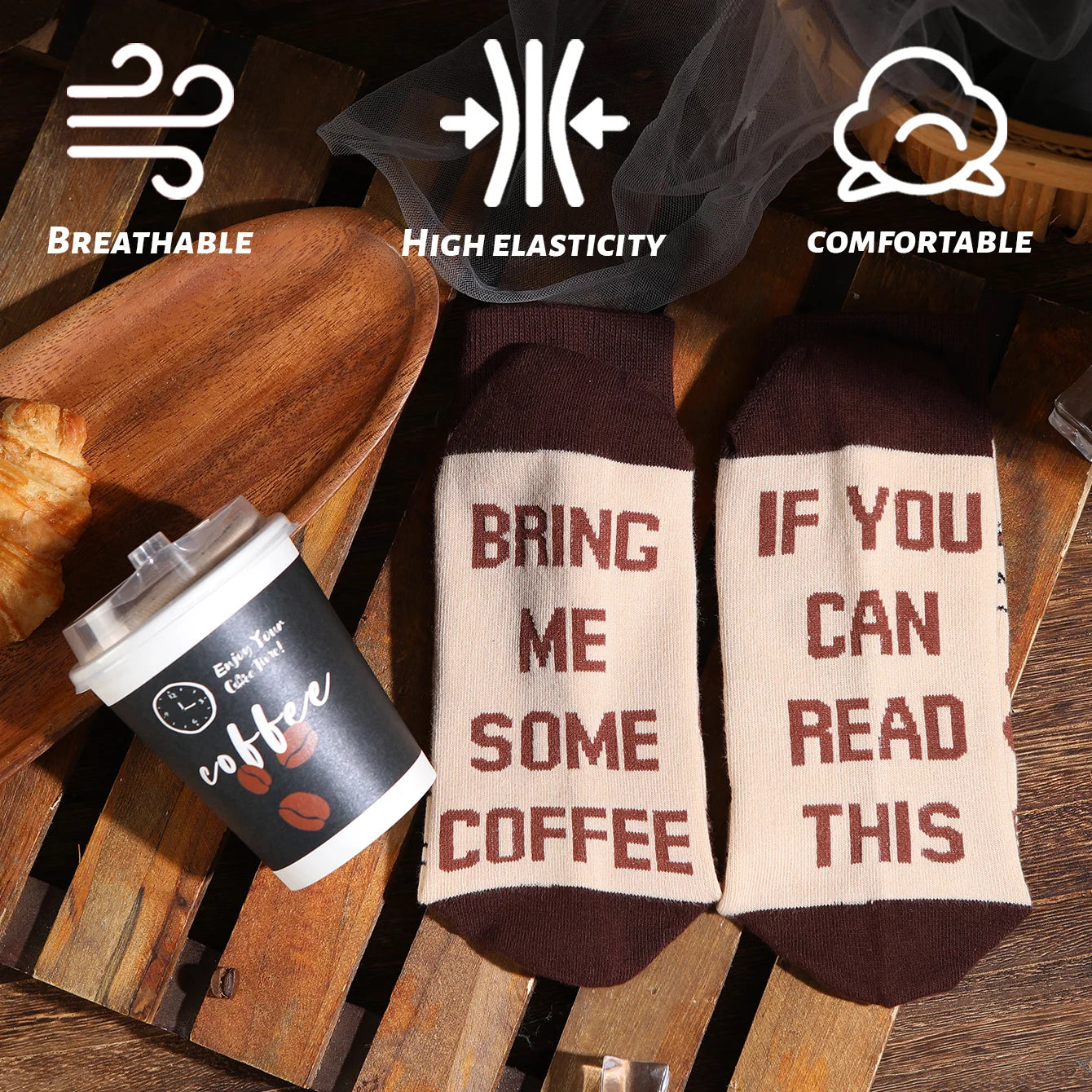 1 Pair of Mid-Calf Men's Socks, Suitable for Both Men and Women, Novel and Fun, Colorful Coffee Cup Gift Box Socks, European and American Fashion Trend Style, Comfortable and Breathable, Party Casual Novelty Gift, Valentine's by Reinvent Yourself