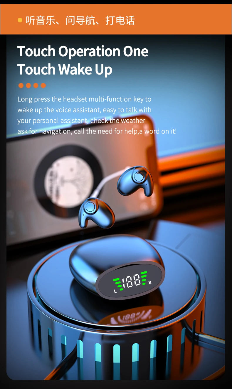 Waterproof Wireless Bluetooth 5.3 Headsets Mini headset Painless Call Noise Cancelling Thin Headphones Fit for Sleeping/Sports by Reinvent Yourself