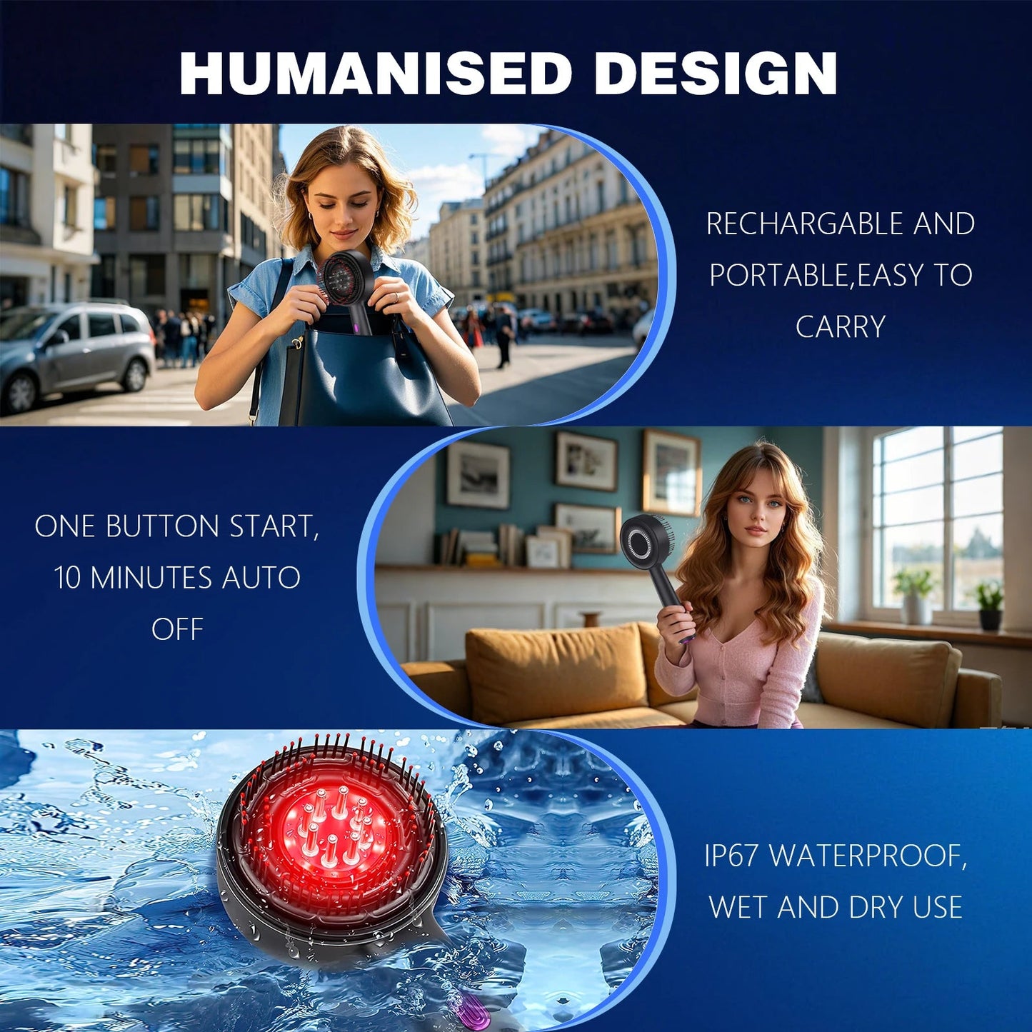 Electric Vibration Massage Comb Red Light Hair Follicle Comb Scalp Oil Liquid Applicator Head Massager Hair Growth Anti Loss by Reinvent Yourself