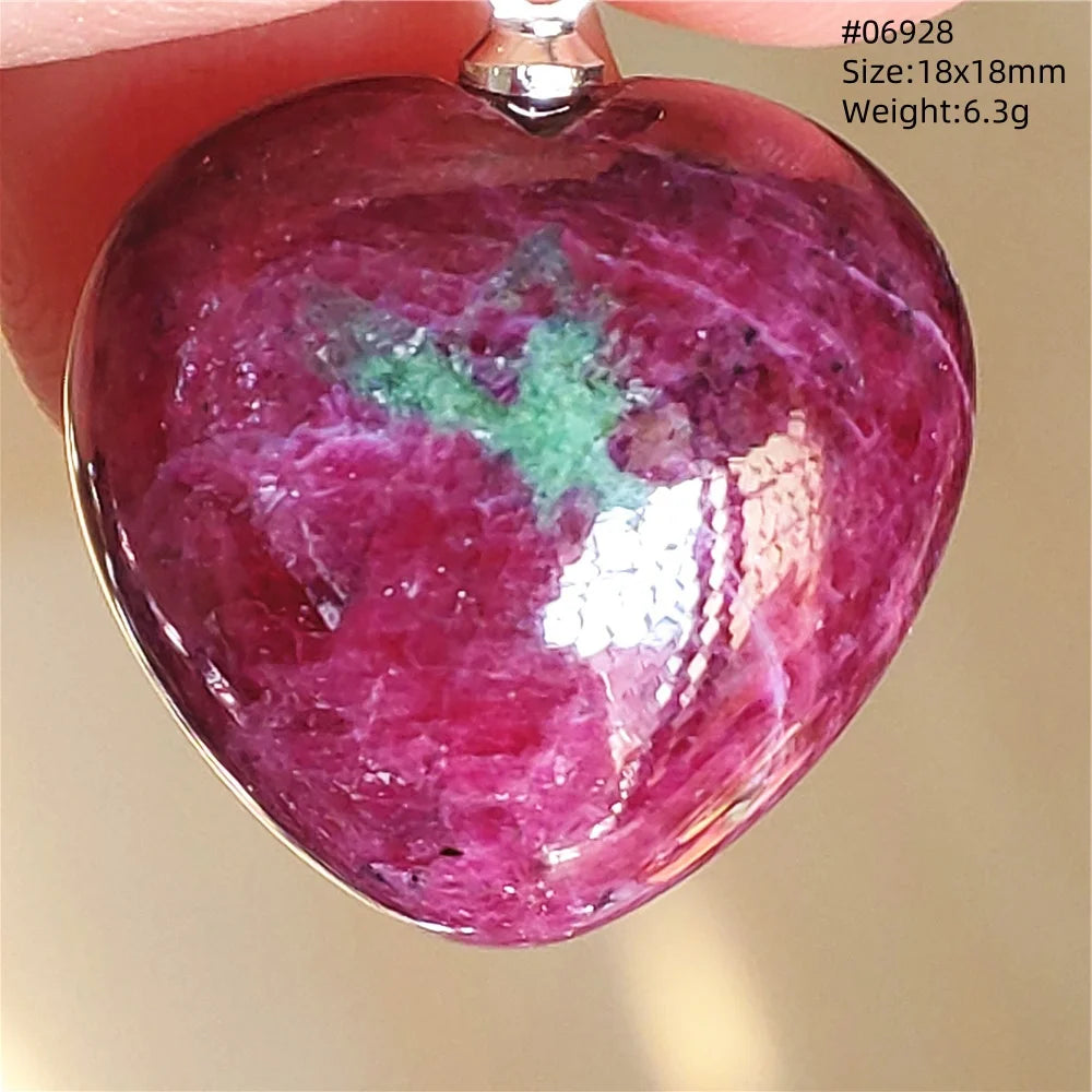 Natural Red Ruby Pendant Jewelry Love Heart Watermelon Ruby Zoisite Necklace Women Men 925 Sterling Silver AAAAA by Reinvent Yourself