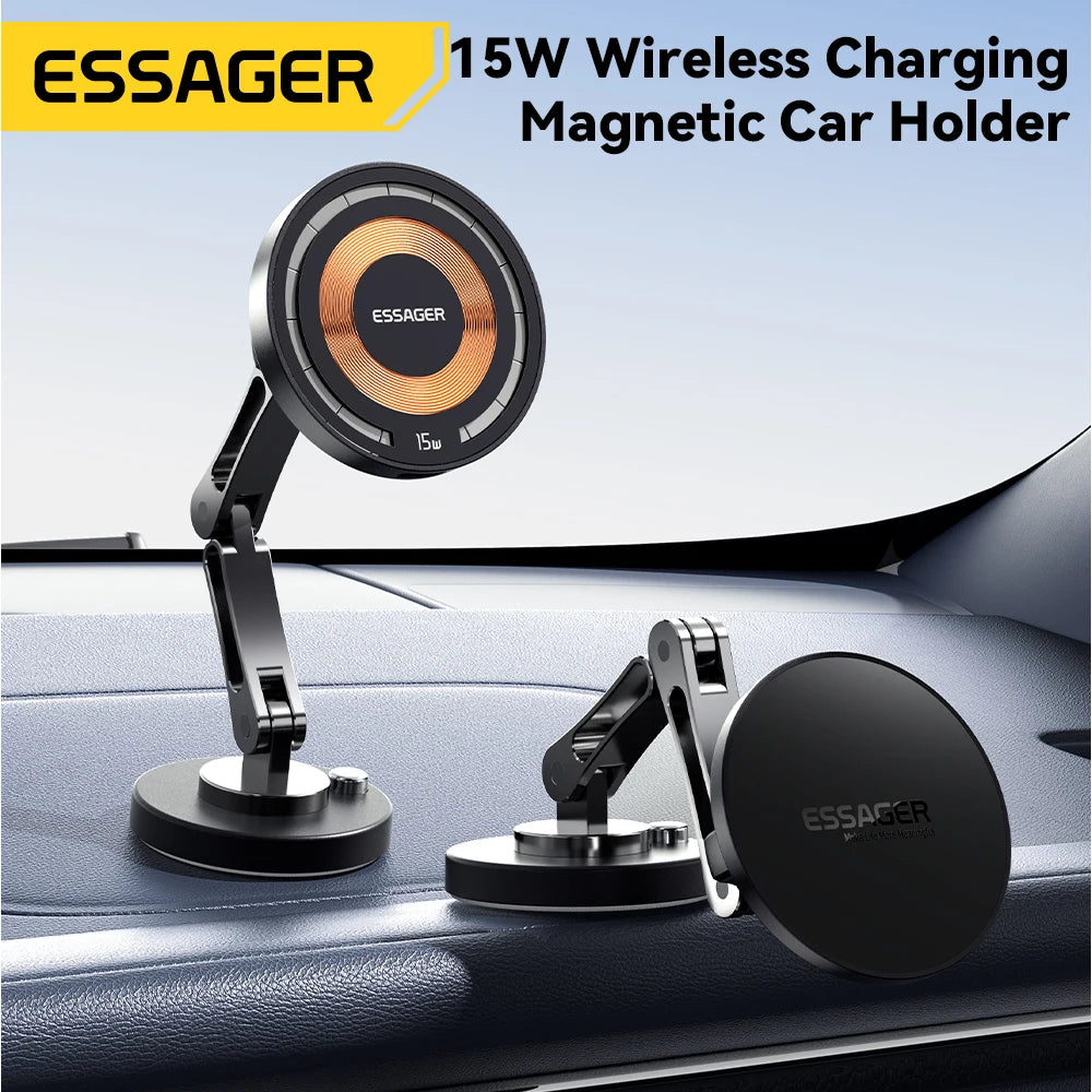 Essager Magnetic Wireless Charger Car Phone Holder 15W Fast Charging Easy Paste Mount Stand For Magsafe iPhone 15 14 13 Pro Max by Reinvent Yourself