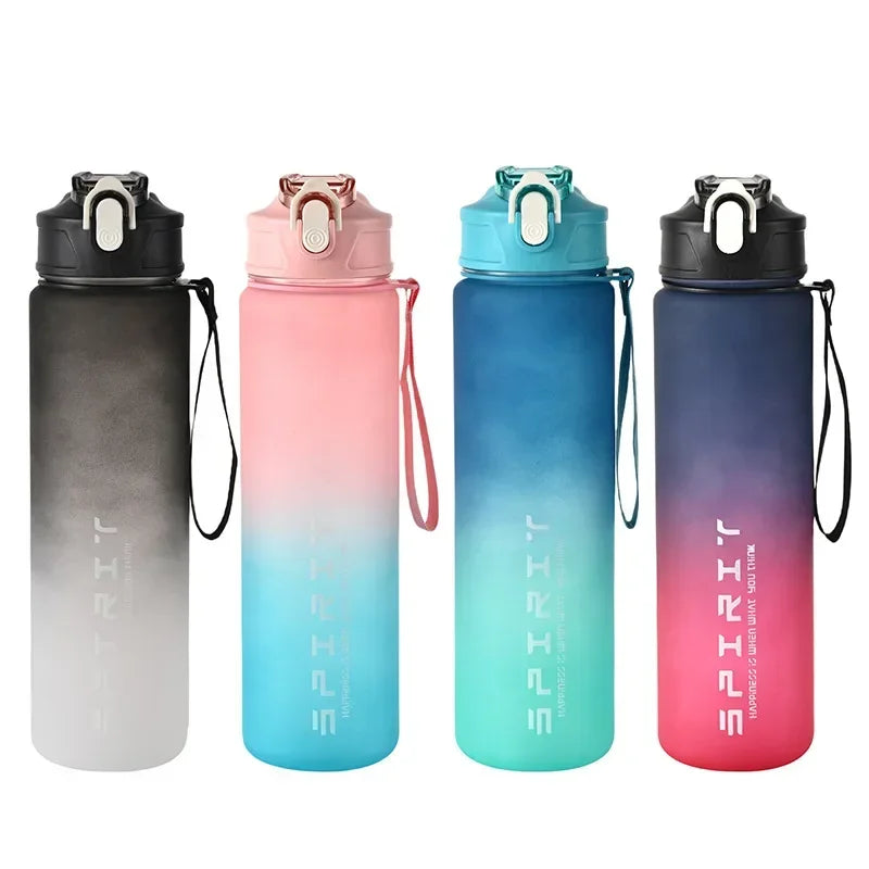 800ml/28oz Large Capacity Sports Water Bottle Leak Proof Colorful Plastic Cup Drinking Outdoor Travel Portable Gym Fitness Jugs by Reinvent Yourself