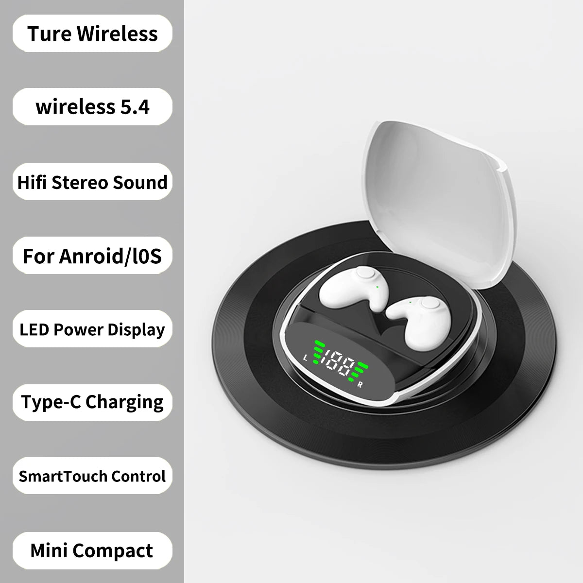Waterproof Wireless Bluetooth 5.3 Headsets Mini headset Painless Call Noise Cancelling Thin Headphones Fit for Sleeping/Sports by Reinvent Yourself