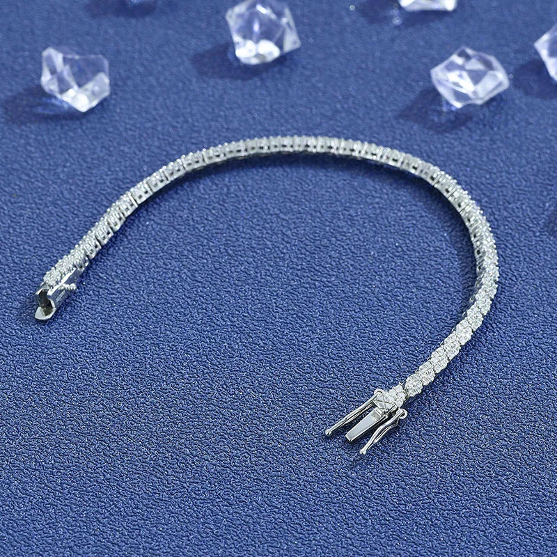 NKHOG Full Moissanite Tennis Bracelets S925 Silver Sparkling Diamond Women Men Party Wedding Bangles Jewelry Gifts GRA Certified by Reinvent Yourself