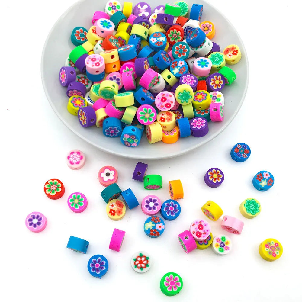 100/1000Pcs Flower Polymer Clay Beads Pattern Round Polymer Clay Beads for Jewelry Making Findings, Bracelet Accessories by Reinvent Yourself