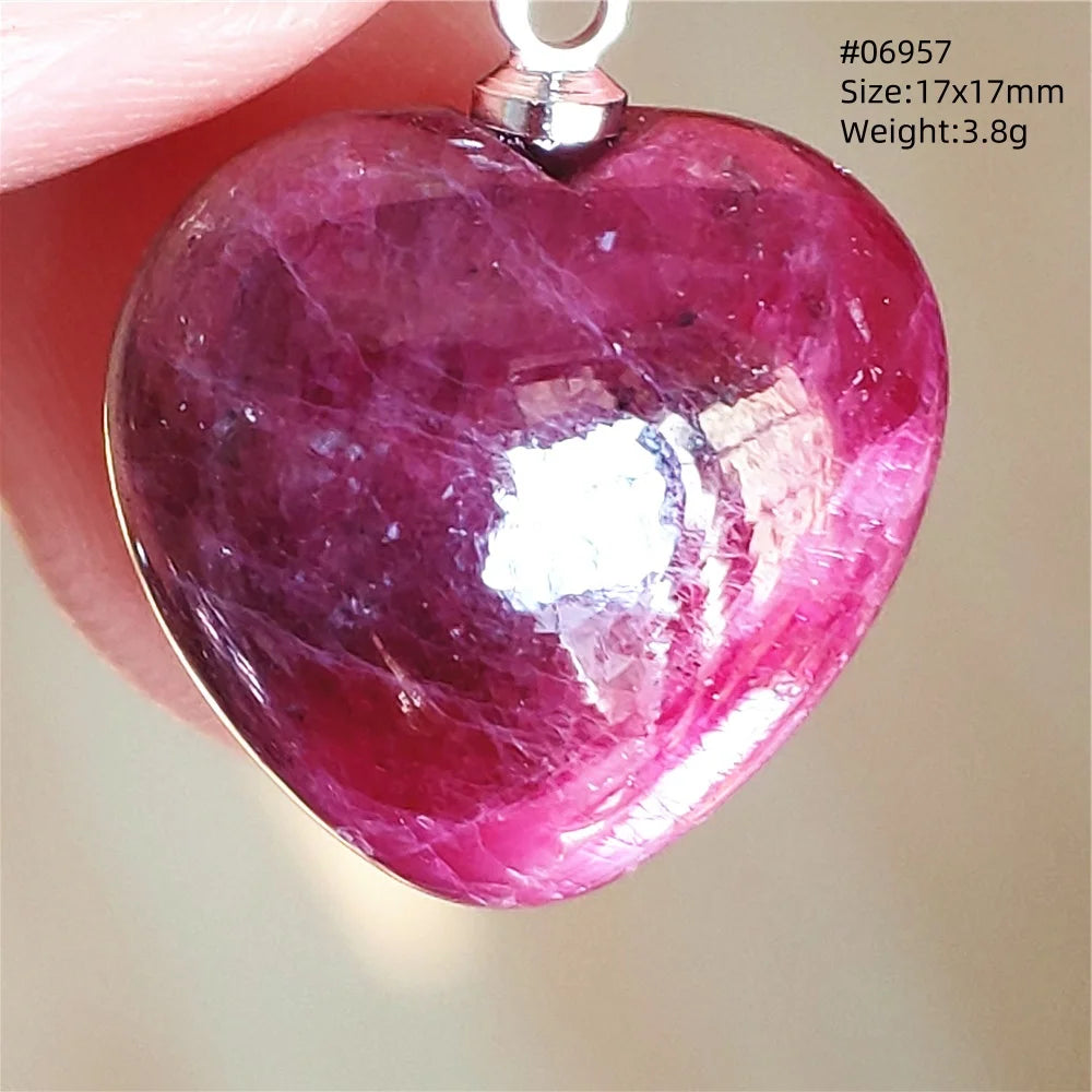 Natural Red Ruby Pendant Jewelry Love Heart Watermelon Ruby Zoisite Necklace Women Men 925 Sterling Silver AAAAA by Reinvent Yourself