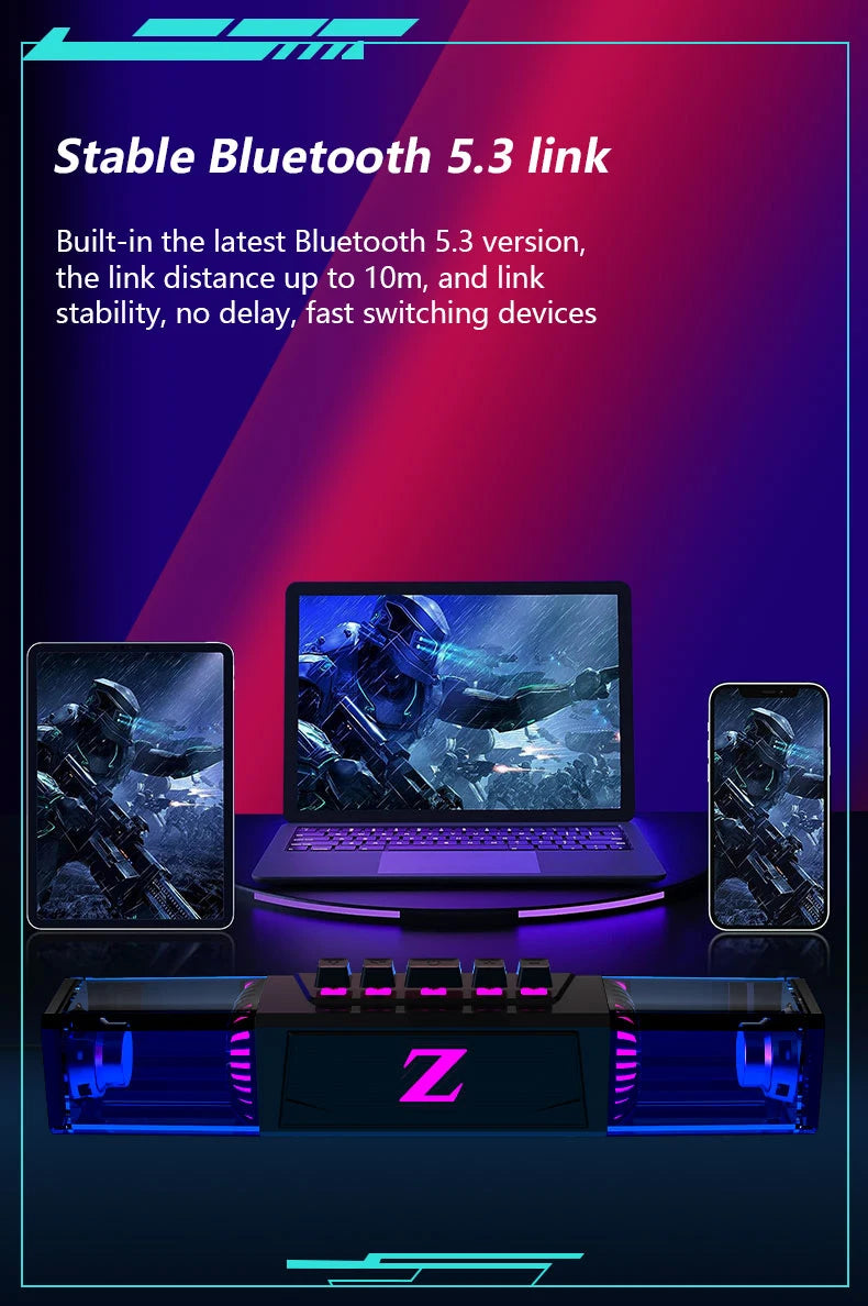 Computer speakers for desktop/laptop with Bluetooth/wired connectivity and dual-mode for gaming/music, featuring microphone. by Reinvent Yourself