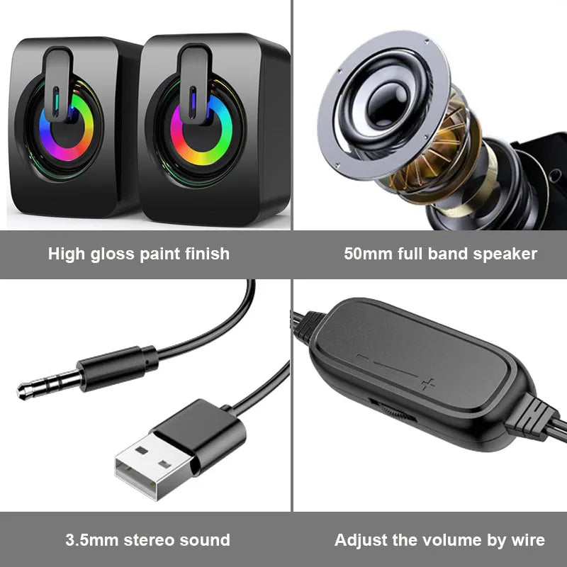 Computer Speakers PC Sound Box HIFI Stereo Microphone USB Wired Caixa De Som with LED Light For Desktop Computer by Reinvent Yourself