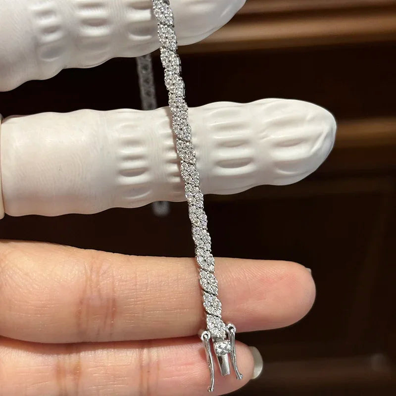 NKHOG Full Moissanite Tennis Bracelets S925 Silver Sparkling Diamond Women Men Party Wedding Bangles Jewelry Gifts GRA Certified by Reinvent Yourself