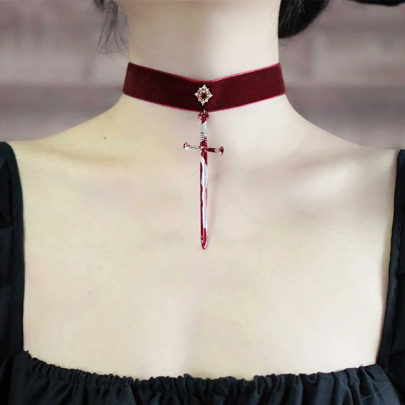 2023 New Gothic Rose-cross Sword Stud Necklace Set Alloy Gothic Style Men's And Women's Jewelry Party Gift by Reinvent Yourself