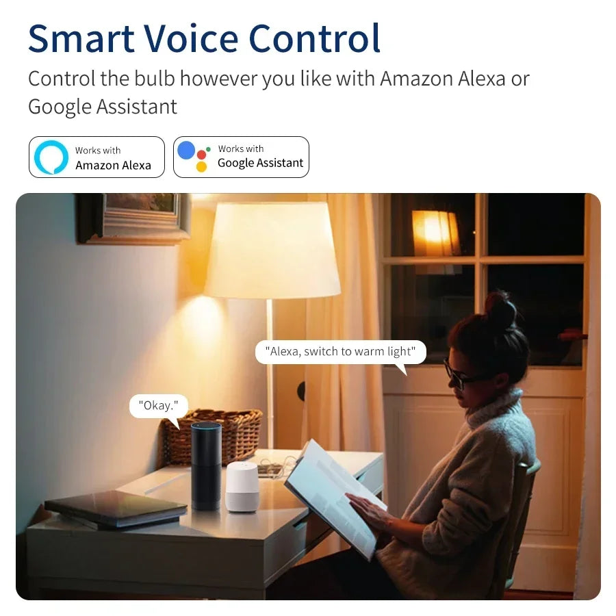 Tuya RGB LED Light Bulbs Smart WiFi E27 Smart Lamp 220V 110V 10W 15W 20W Lamp Smart Life APP Google Assisatnt Voice Control by Reinvent Yourself