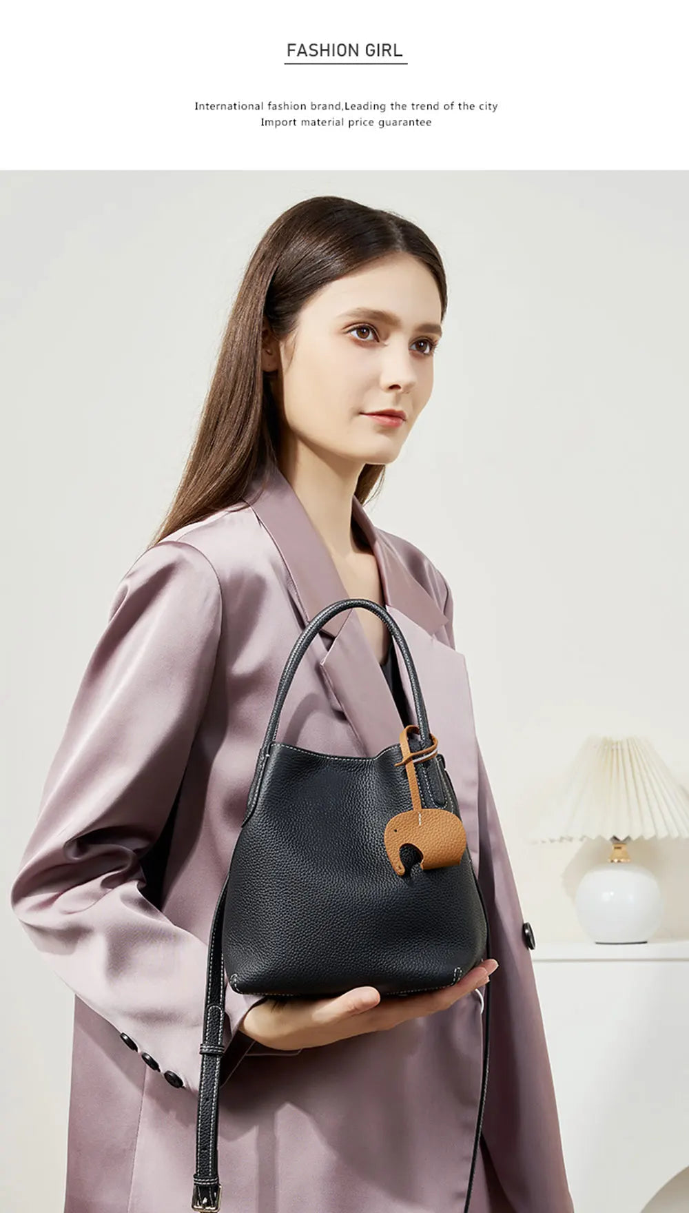 Genuine Leather Women Bucket Bag Luxury Designer Handbags High Quality Cowhide Women's Shoulder Bags Fashion Crossbody Bag by Reinvent Yourself