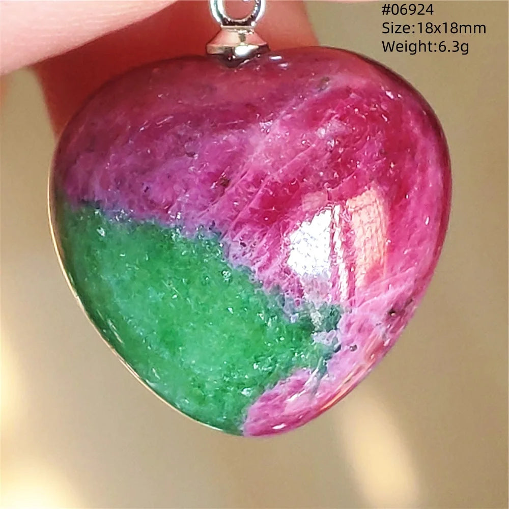 Natural Red Ruby Pendant Jewelry Love Heart Watermelon Ruby Zoisite Necklace Women Men 925 Sterling Silver AAAAA by Reinvent Yourself