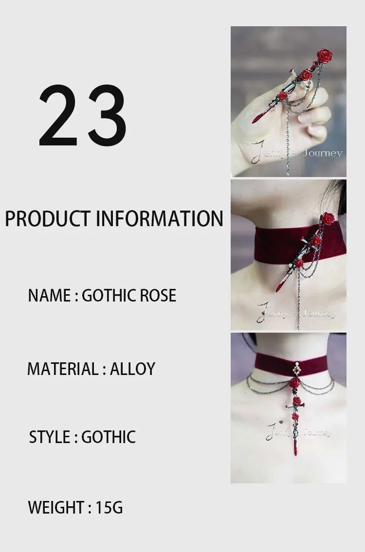 2023 New Gothic Rose-cross Sword Stud Necklace Set Alloy Gothic Style Men's And Women's Jewelry Party Gift by Reinvent Yourself