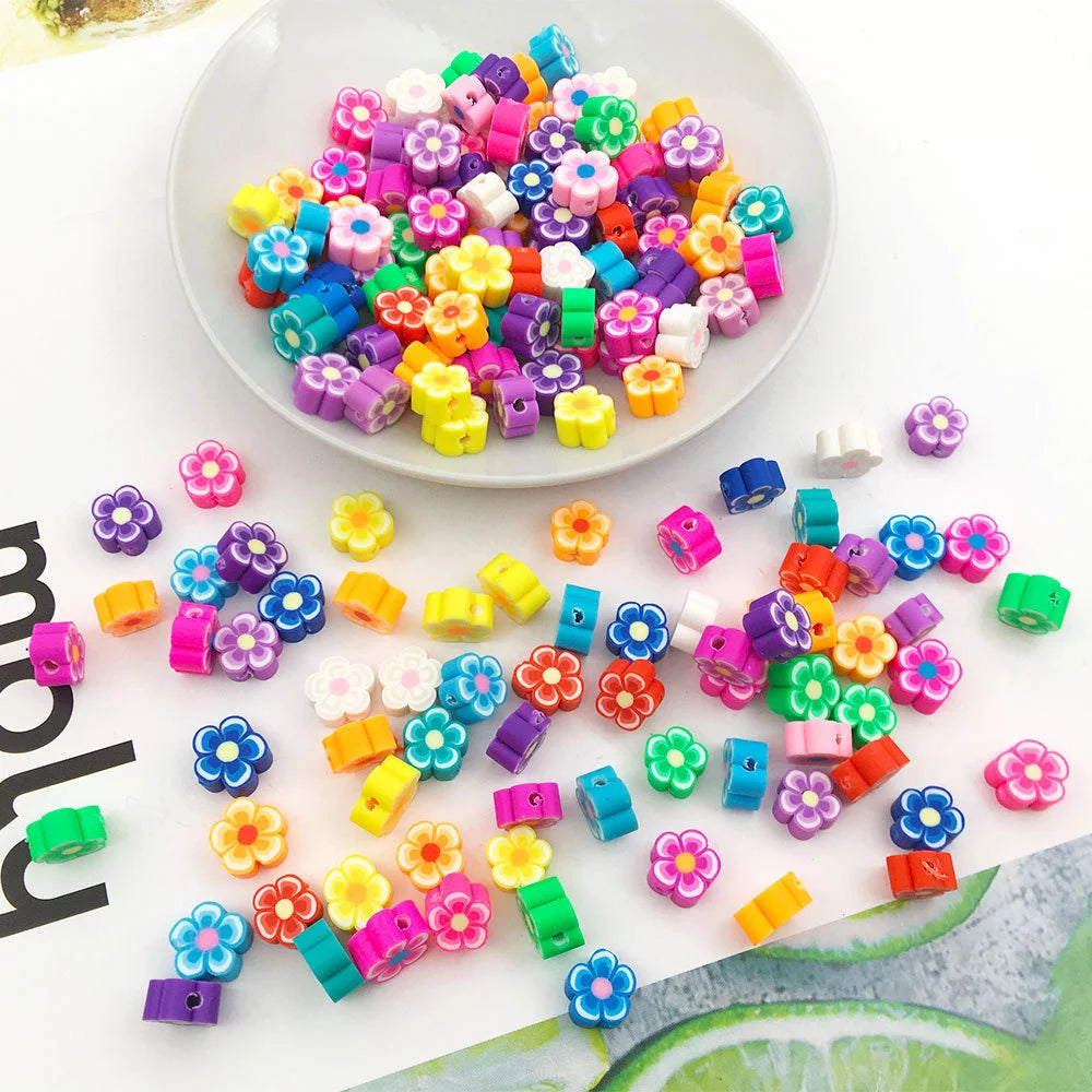100/1000Pcs Flower Polymer Clay Beads Pattern Round Polymer Clay Beads for Jewelry Making Findings, Bracelet Accessories by Reinvent Yourself