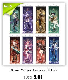 Xiao Yelan Kazuha Hutao Genshin Impact Scroll Canvas Wall Hanging Painting Home Decor Anime Poster Wall Art Room Decoration by Reinvent Yourself