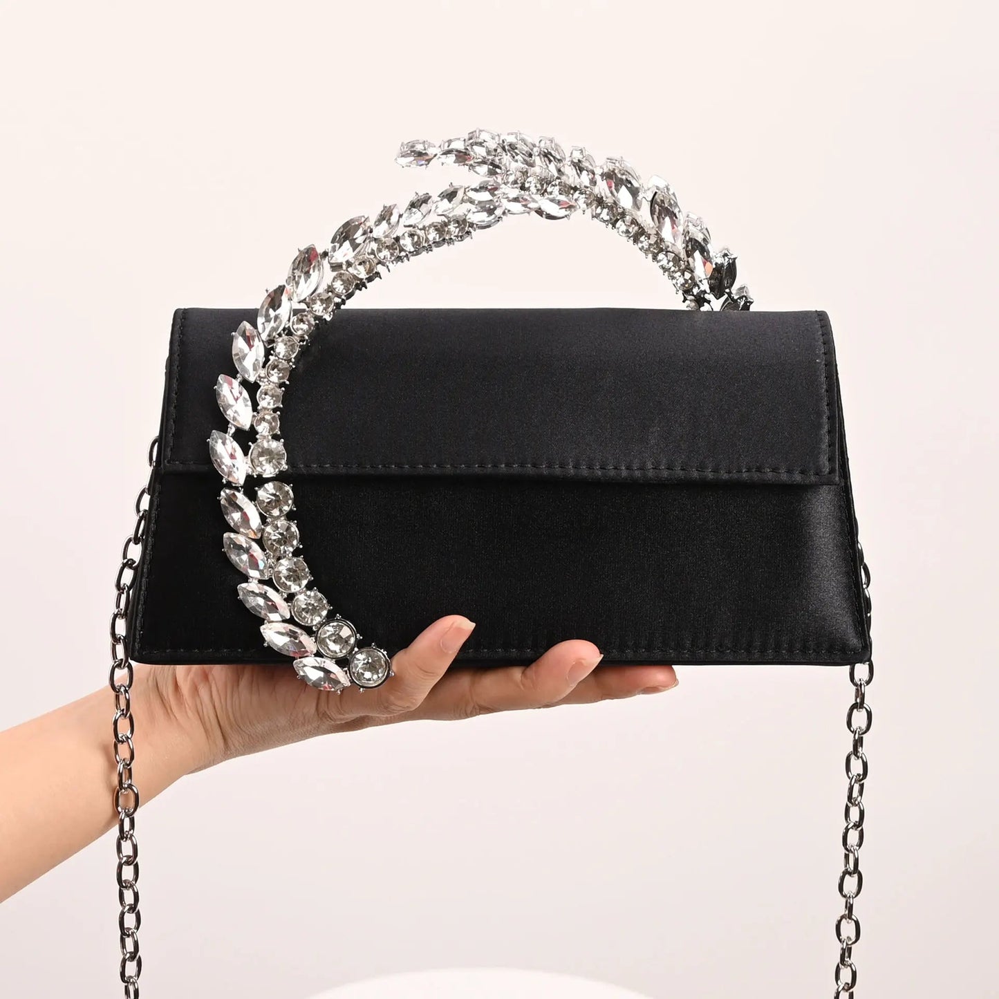 Luxury Diamond Evening Bag Clutch Satin Women Designer Handbags Crystal Silk Shoulder Crossbody Bags for Women Wedding Box Bag by Reinvent Yourself