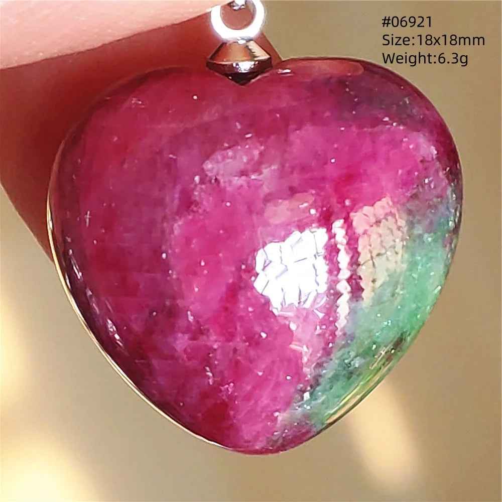 Natural Red Ruby Pendant Jewelry Love Heart Watermelon Ruby Zoisite Necklace Women Men 925 Sterling Silver AAAAA by Reinvent Yourself