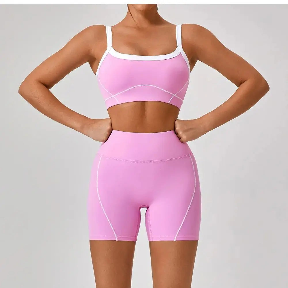 Women's 2024 New INS Network Red Same Hip Lift Body-Tight Sports Fitness One-Piece Yoga 2 Pieces Set by Reinvent Yourself