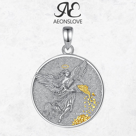 AEONSLOVE 925 Sterling Silver Goddess of Fortune Necklace Roman Goddess Coin Pendant Luck Amulet Mythology Jewelry for Women Men by Reinvent Yourself